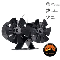 Heat Powered Stove Fan 12 blades Fireplace Fan Log Wood Burner Silent Energy Saving Overheat Protect Efficient Heat Distribution