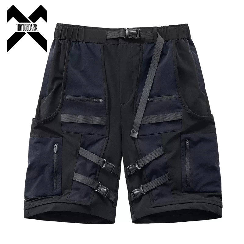 

Summer Tactical Cargo Shorts Men Fashion Functional Multi Pockets Ribbons Shorts Techwear Hip Hop Streetwear Short Pants