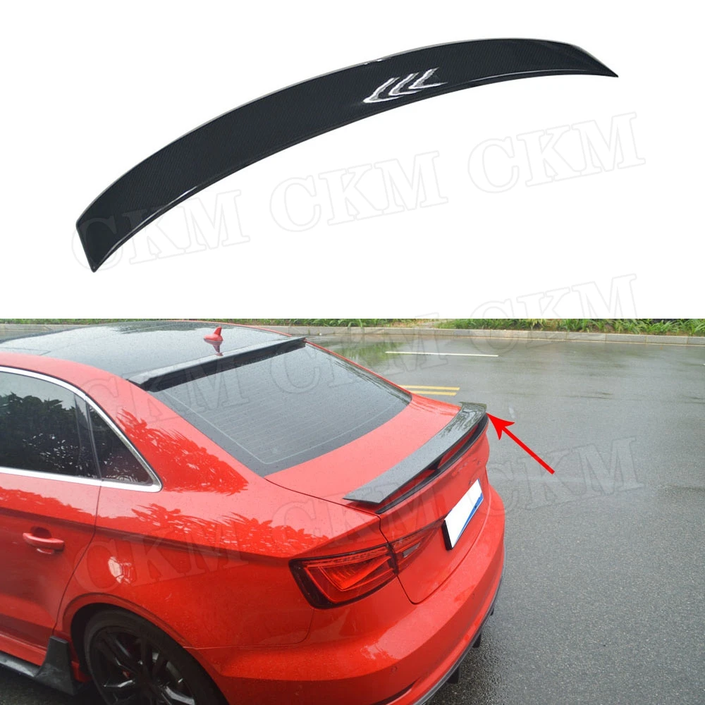 

CKMUUER Carbon Fiber Rear Spoiler for Audi A3 Sline S3 RS3 2014-2019 FRP Boot Tail Racing GT Wings Car Styling