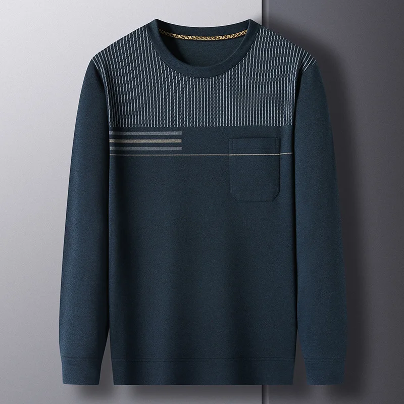 Spring and Autumn Clothing Middle-Aged Men's Long-Sleeved T-shirt Bottoming Shirt Outerwear Autumn Clothes Top