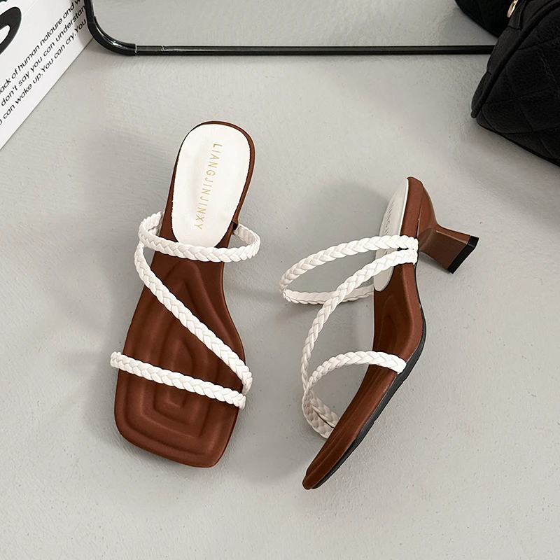 

French-style Square-toe Open-toe Sandals for Women, 2026 Summer New Arrivals, Niche Korean Fashion Beach Ballet Style Sandals