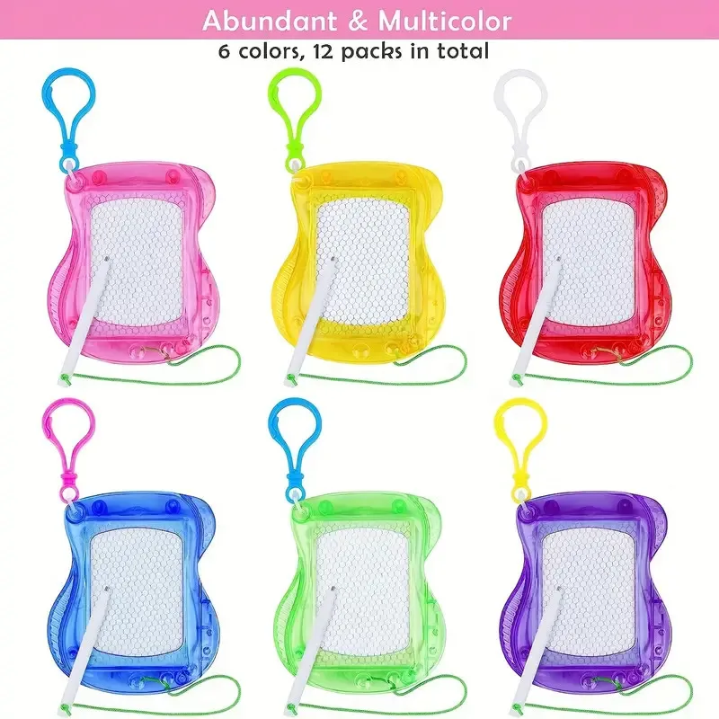 Mini Placas De Desenho Magnéticas-Mochila, Clipe De Chaveiro Colorido, Apagável, Doodle, Esboço, Almofada De Escrita para Crianças, Meninos, Meninas, 6 Pcs, 12Pcs