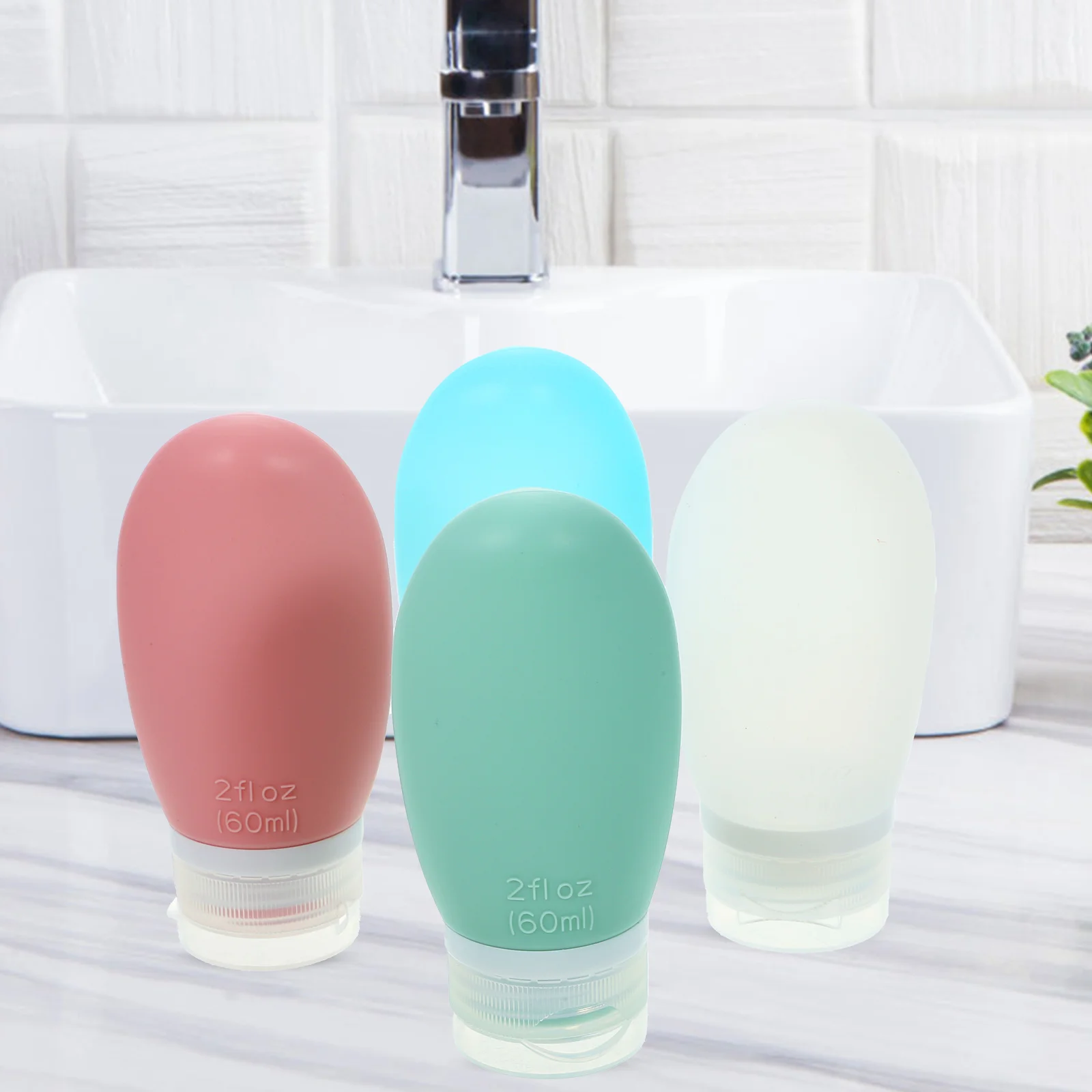 

4pcs Silicone Travel Bottles Toiletries Containers Shampoo Lotion Squeeze Tubes Soft Body Lightweight Compact