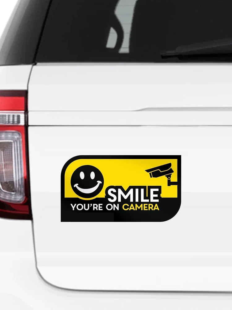 N325#10CM/13CM Smile You Are on Camera Security CCTV Warning Sticker Vinyl Waterproof Decals Car Styling Decoration