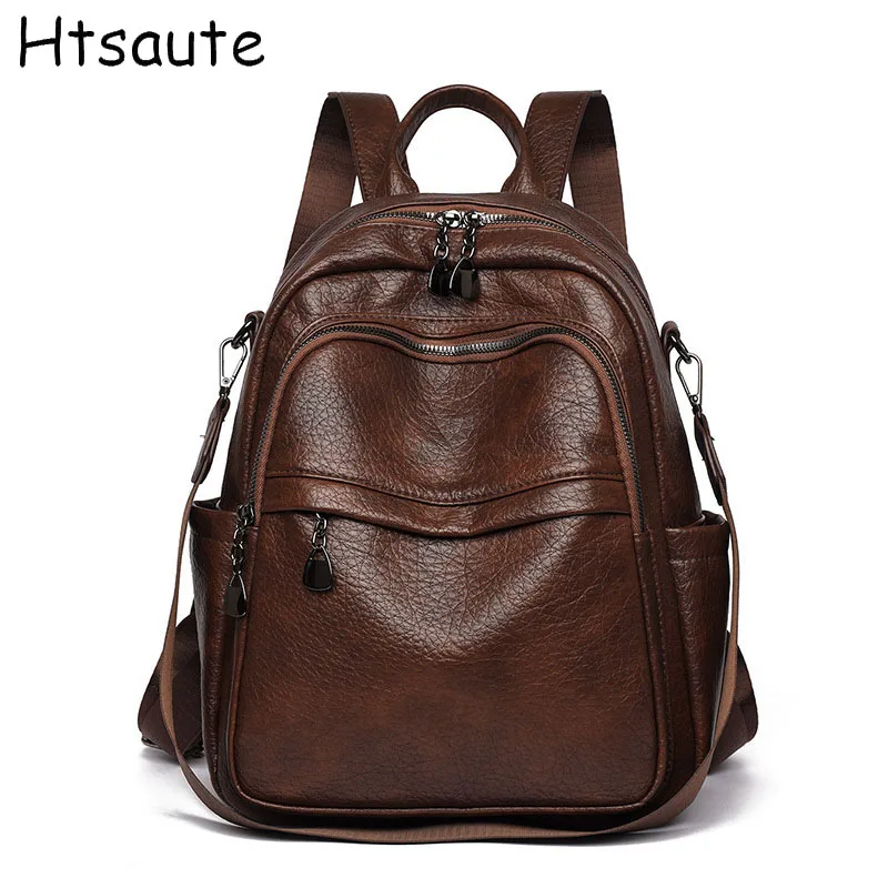 PU Leather Casual Backpacks Large Multi Pocket School Bag for Everyday Outdoor Activities Daily Commute Top Handle Bags
