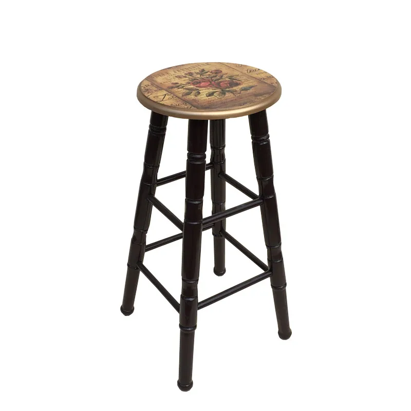 Household bar stools, furniture, washed white roses, high legged solid wood, rural areas