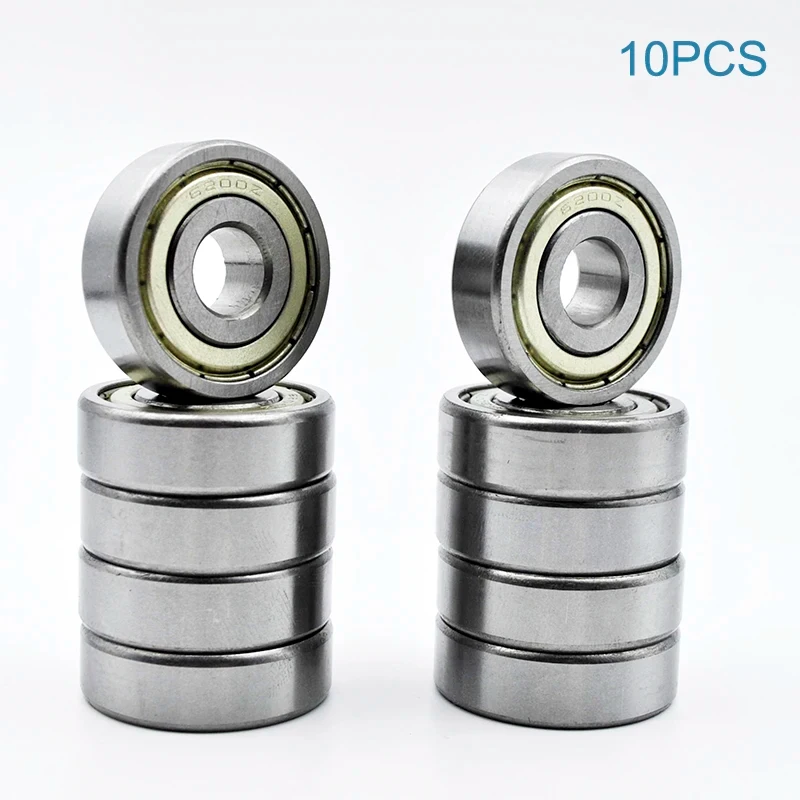 10pcs 6200 2RS ZZ 10*30*9mm 6200ZZ DDU 2Z Inner Diameter 10mm Chrome Steel Deep Groove Ball Bearings