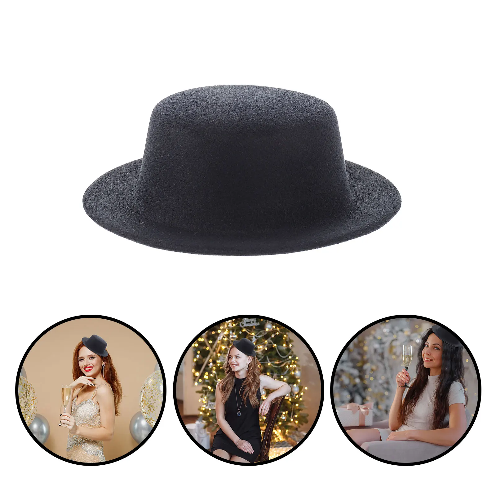

2 Pcs Handmade Top Hat Decorative DIY Accessories Formal Hats Hair Black Miniature Small