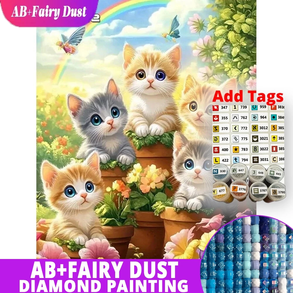 

AB сказочная пыль животное Алмазная вышивка кошка мозаика цветок Новое поступление подходит для начинающих живопись мультфильм DIY ручная работа хобби
