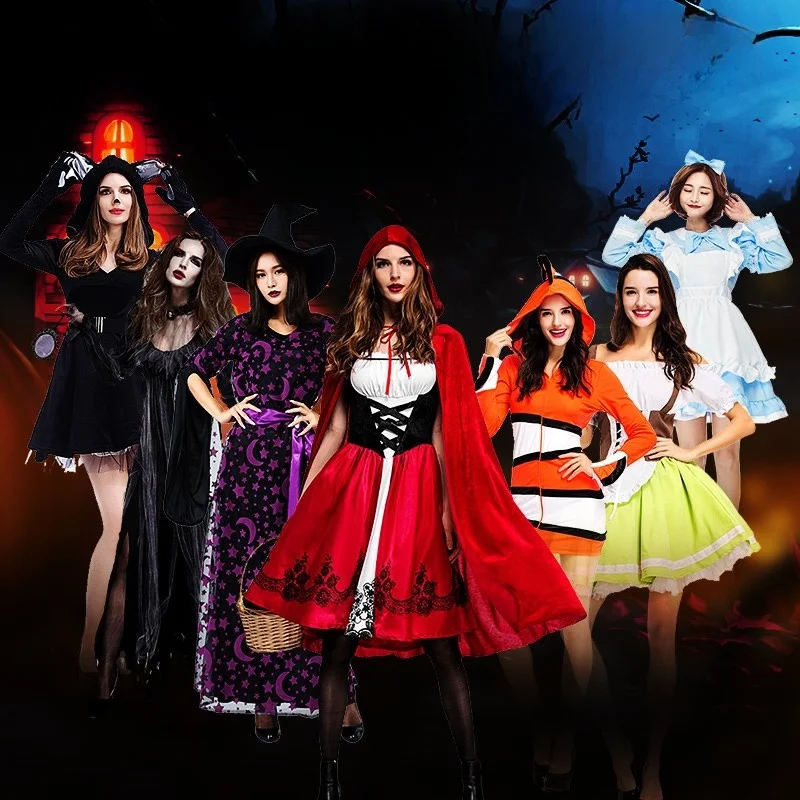 

New Halloween Adult Costume Cosplay Nurse Ghost Bride Witch Little Red Riding Maid Outfit Party Theatrical Wear