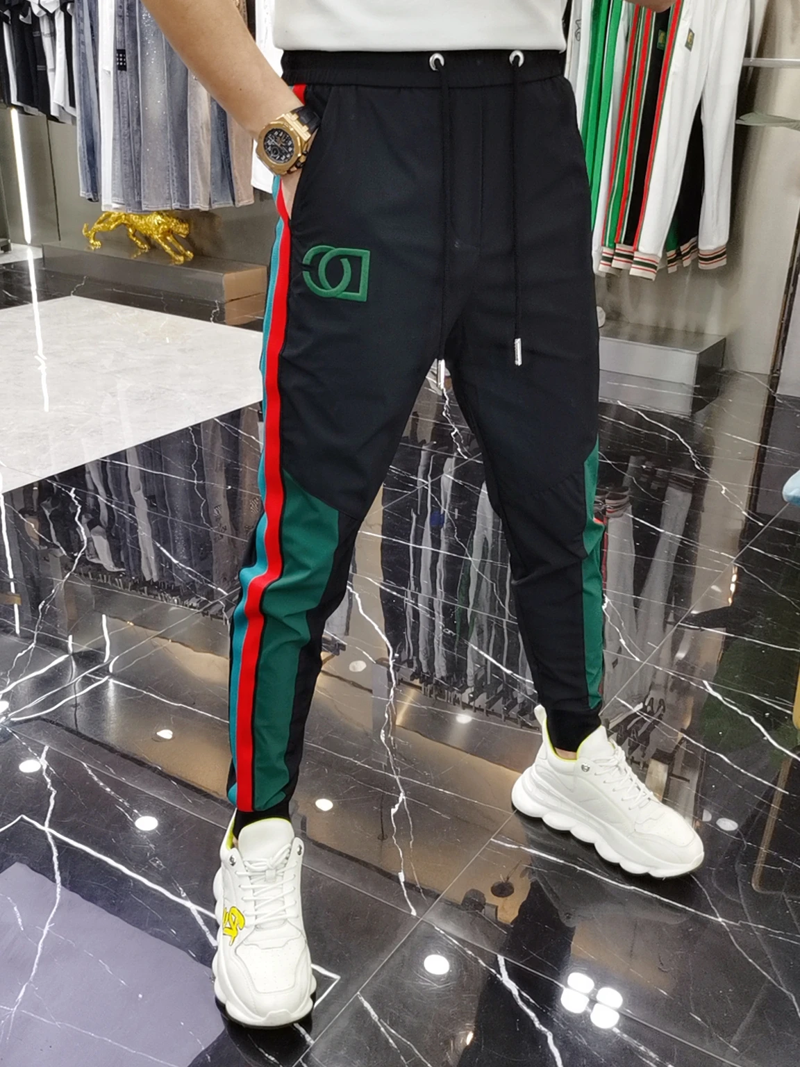 

Faionable Embroidered Slim Fit Men's Casual Pants Autumn Winter Spring Seasonal Wear Youth Active Sle Small Footed Trousers