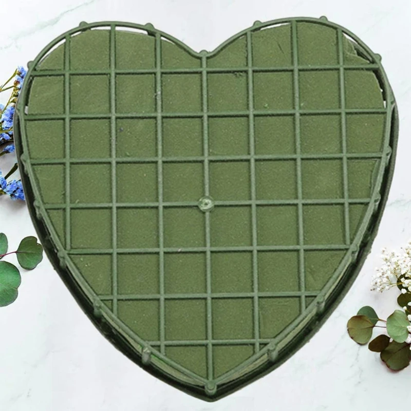 367A Wedding Car Heart Shape Flower Foam Cage Box with Suction Cup Green Styrofoam Wet Floral Block Artificial Mud Florist Party