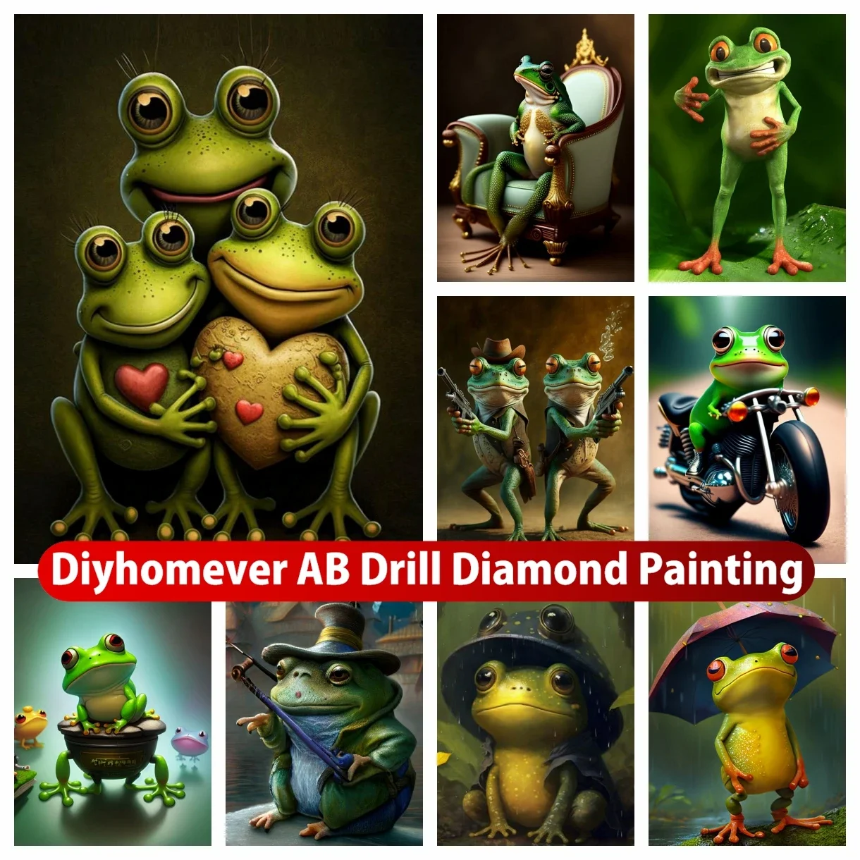 

Cute Frog AB Diamond Painting Embroidery Cartoon Fantasy Animal Art Cross Stitch Mosaic Pictures Handmade Home Decor 2023 New