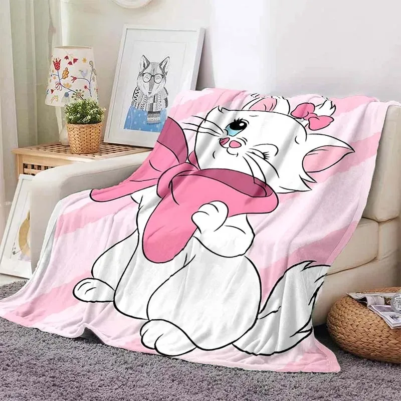 Disney Cute Mary Cat Cartoon Blanket, Picnic Sofa Travel Office Blanket, Home Bedroom Warm Bed Blanket