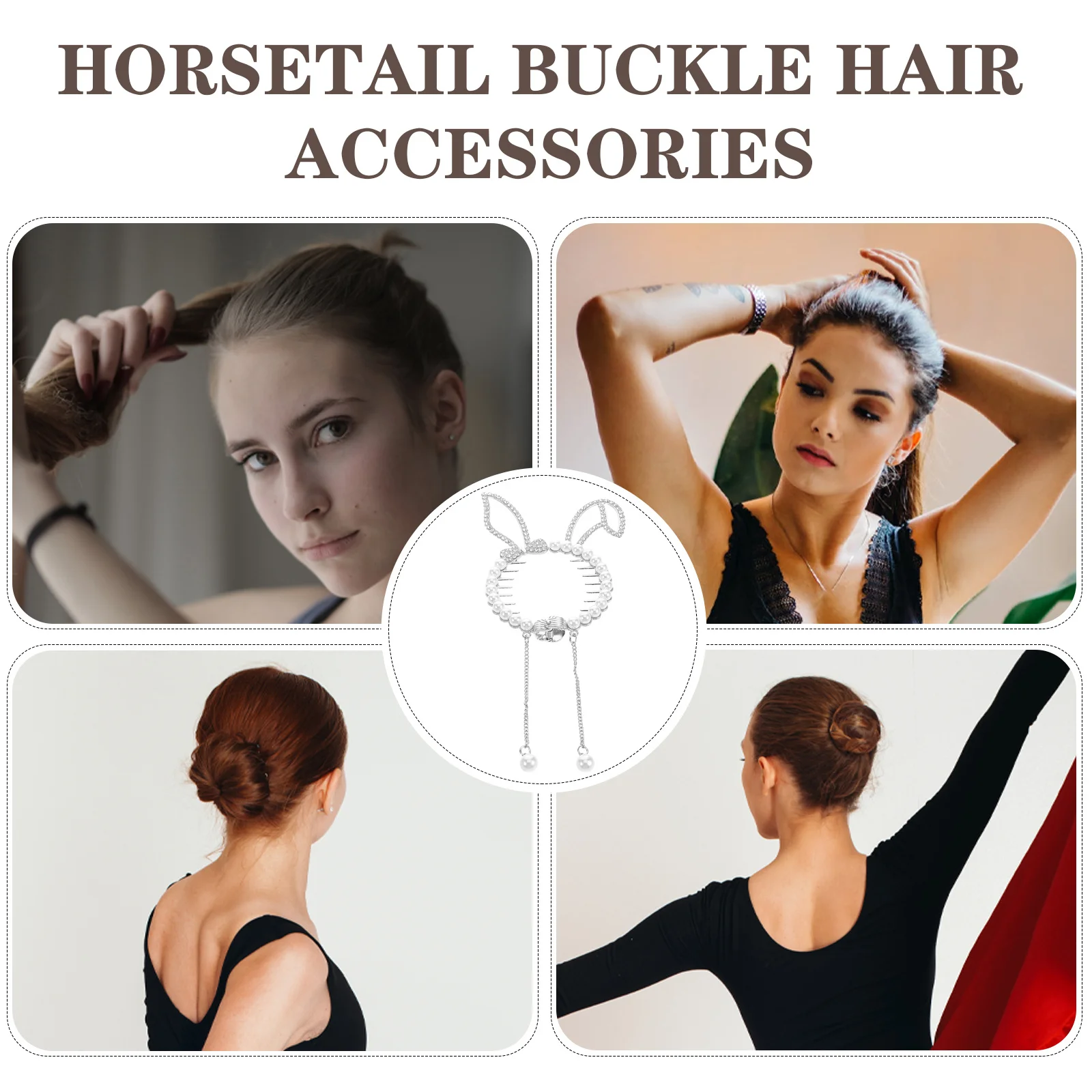 

2 шт., держатель для булочек с заячьими ушками, заколки для волос, легкая милая пряжка для хвоста для девочек, аксессуары для укладки волос, повседневные вечеринки