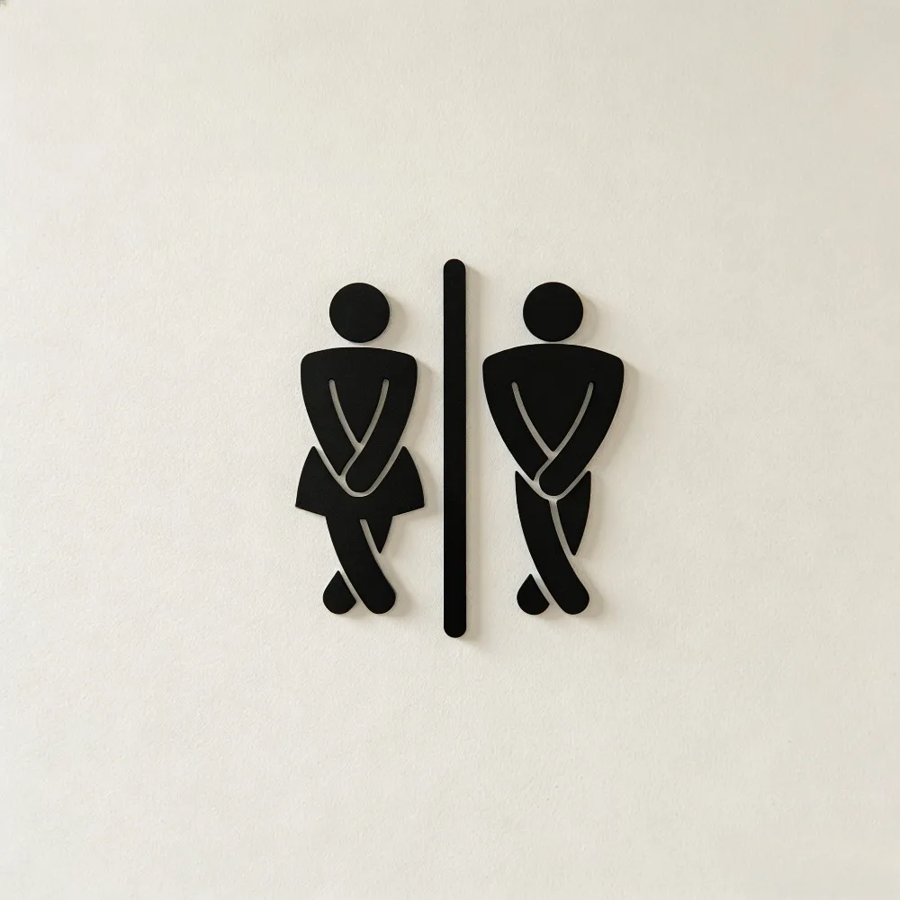 Male Female Bathroom Acrylic 3D Sign Wall Art Home Decor Self Adhesive Modern Minimal Salon Hotel
