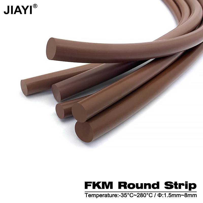 2/3/5Meter Solid FKM Round Strip Brown Rubber Sealing Strip Not Foaming Oil Resistance Anti-wear Diameter 1.5/1.8/2/2.5/3~8mm