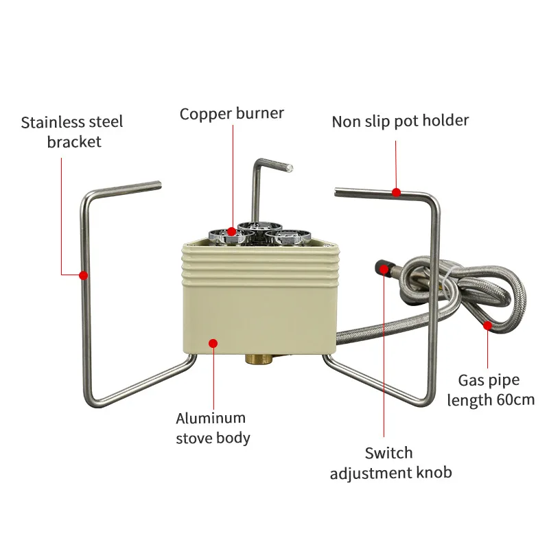 WESTTUNE 3 الأساسية قوة قوية موقد للتخييم المحمولة للطي الظهر الثلاثي الموقد 8000 واط موقد غاز للطبخ التنزه نزهة #4