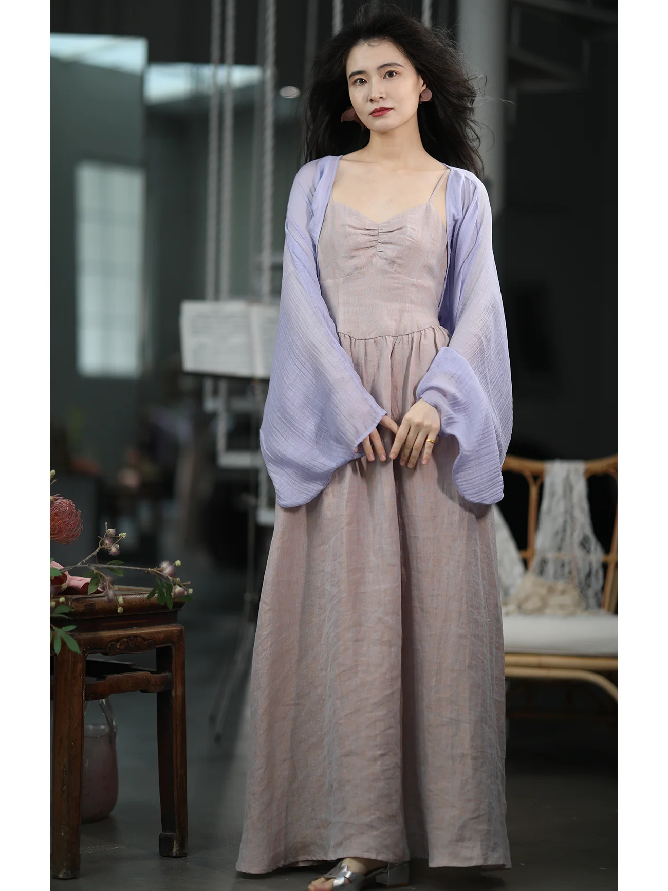 

Ninth Cloud Han Purple Rhythm Pipa Sve Silk Lightweight Transparent Texture Lyocell Fine Sun Protection Camere Ca...