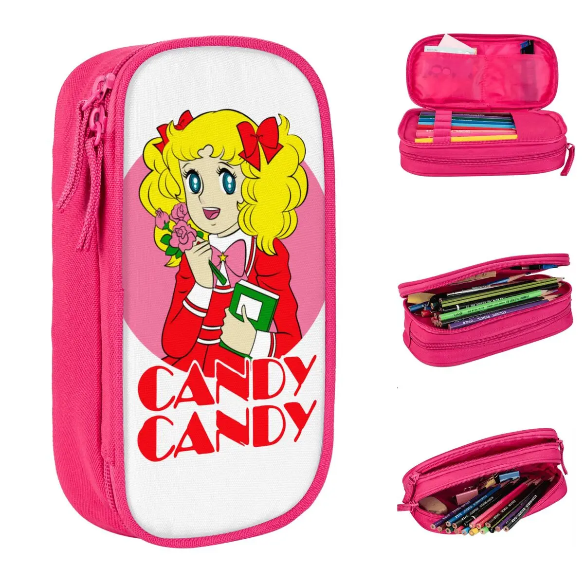 Candy Candy 80s Kawaii Manga Pencil Case Classic Pen Holder Bag for Student Large Storage School Supplies Zipper Pencilcases