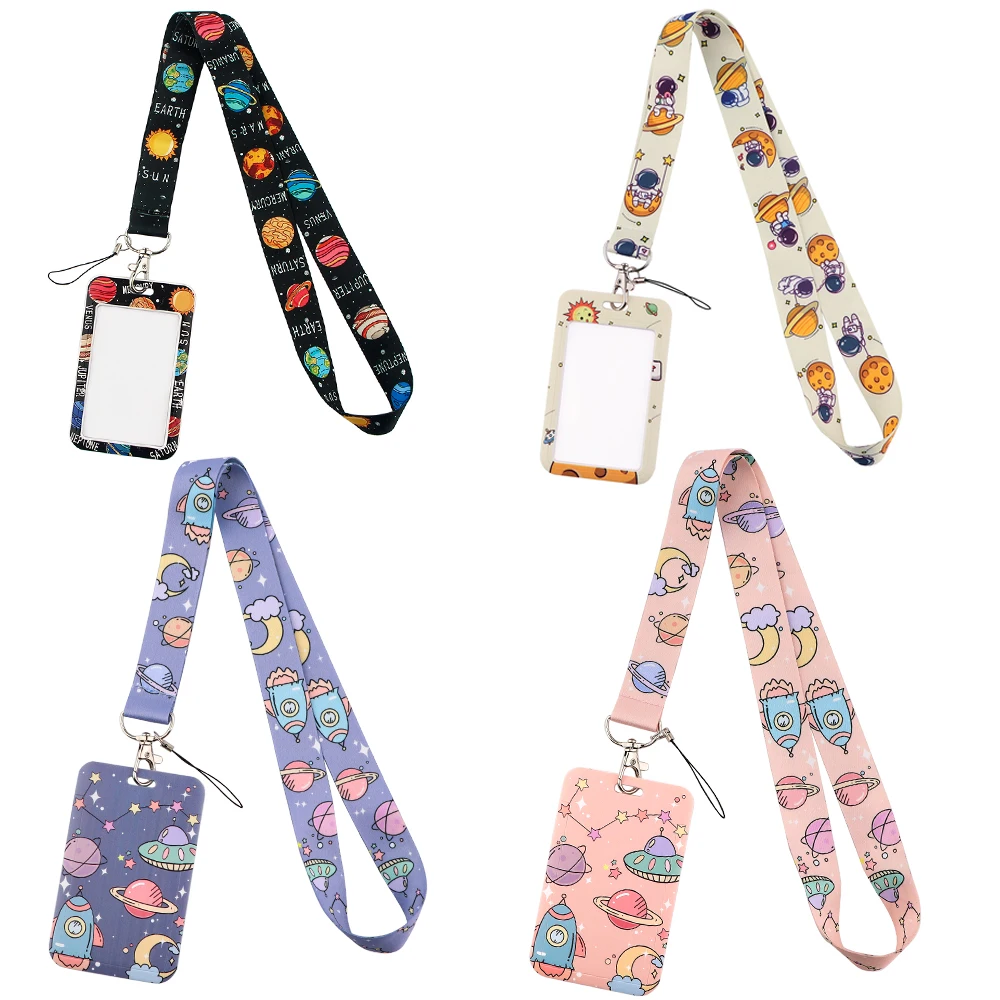 JF0141 Space Planets Cute Astronaut Lanyard Keychain Lanyards for Keys Badge ID Mobile Phone Rope Neck Straps Gift For kids