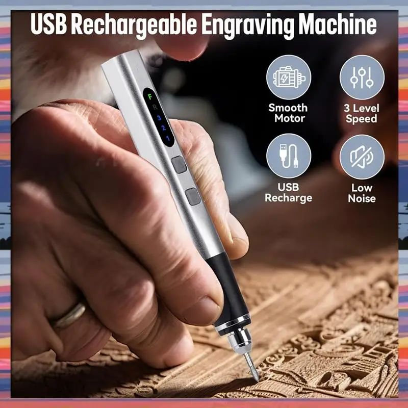 

AFBC 37 Bit Electric Engraving Pen, Cordless Engraving Pen USB Rechargeable, DIY Rotary Engraving Machine