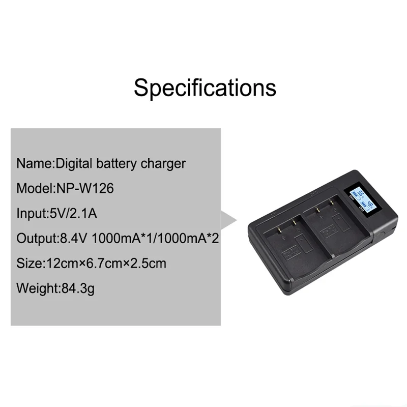 Battery Charger USB LCD Digital Smart Fast Charge for NPW126 NP-W126 Fujifilm HS50 HS35 HS30 EXR XA1 XE1 X-Pro1 XM1 X-T10 images - 6