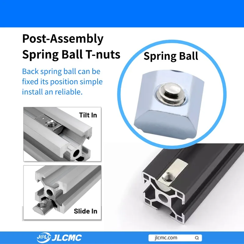 ชุดหัวค้อนเกลียว M3 M4 10/20 ชิ้น พร้อมน็อต T สำหรับโปรไฟล์อลูมิเนียม T-slot ขนาด 2020 2040 2060 2080 4060S 4080S 4420 ร่อง 6 มม.