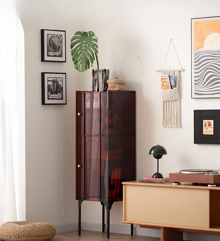 

Grey square Internet celebrity acrylic floor vertical storage creative small narrow cabinet