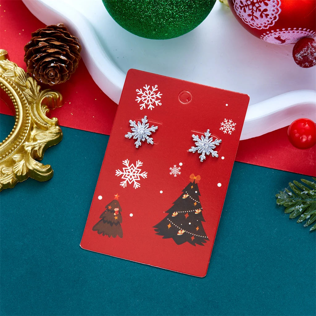 Funkelnde Zirkon-Schneeflocken-Creolen für Damen, Elegante Imitationsperlen-Schneeflocken-Ohrringe, Weihnachts- und Neujahrs-Schmuck – Detail 6