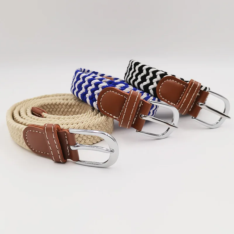 2.5cmX100cm Cintura sottile unisex Donna Casual Fibbia ad ardiglione lavorata a maglia Cintura da uomo Tela intrecciata Cinture elastiche intrecciate espandibili elastiche