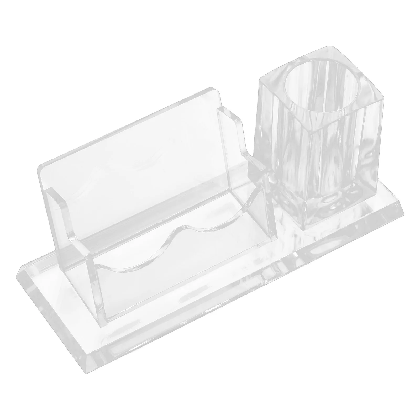 

Professional Business Card Box Pen Holder Clear Acrylic Material Effortless Use Open Design Office Decor Display