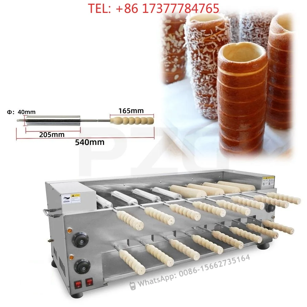 Commercial 16 pcs Chimney Cake Roller Machine Gas and Electric Gas Chimney Cake Kurtos Kalacs Gas Oven Trdelnik Grill Machine