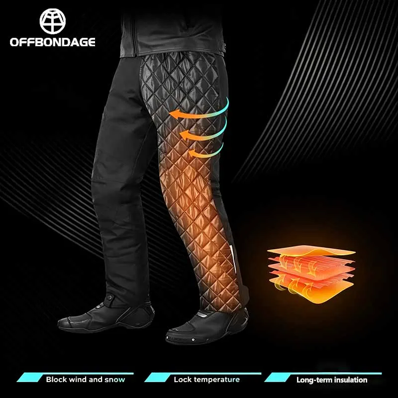 OFFBONDAGE Winter Motorcycle Trousers Men's Quick Release Pants Built in CE Protectors Warm Waterproof Off-road Motocross Pants