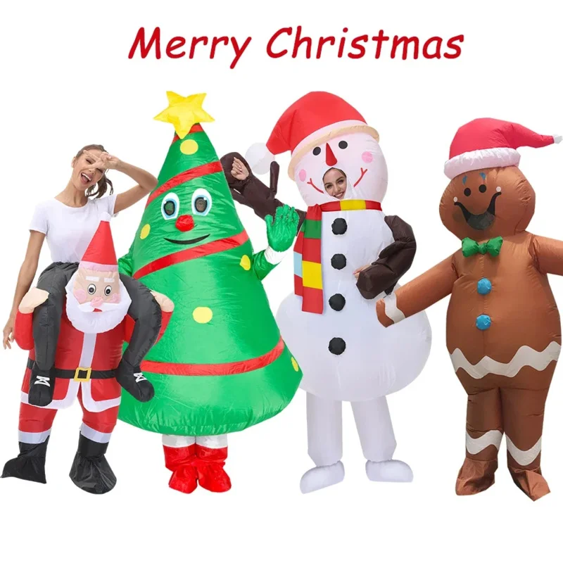 

Christmas Santa Claus Mascot Elk Inflatable Costumes Snowman Christmas Tree Cosplay Clothing Fancy Carnival Party