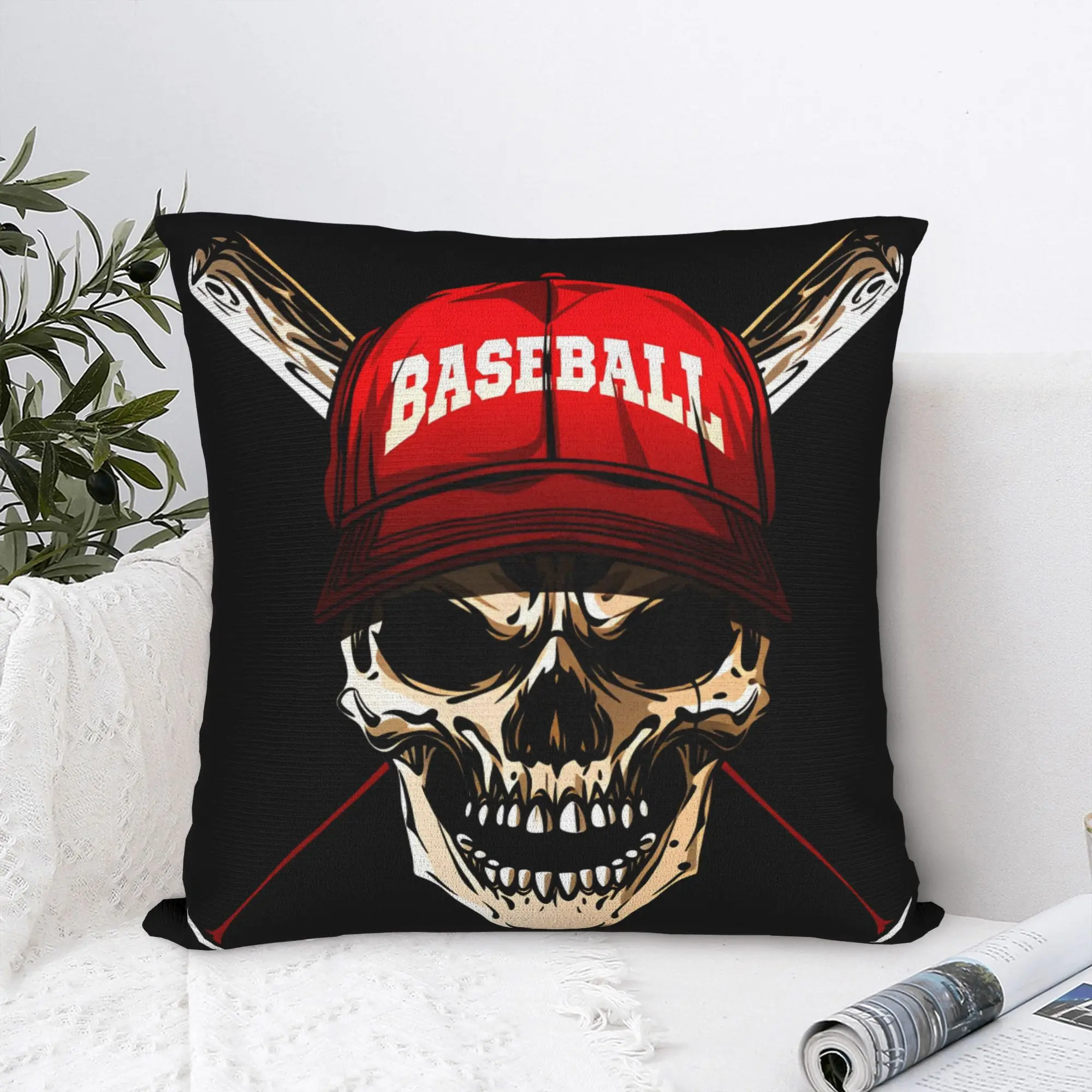 Black Grey Skull Face Día de los Muertos Pillow Case  Fashion Pillow Cover Comfy Pillowcases For Sofa Bedroom Home Decor