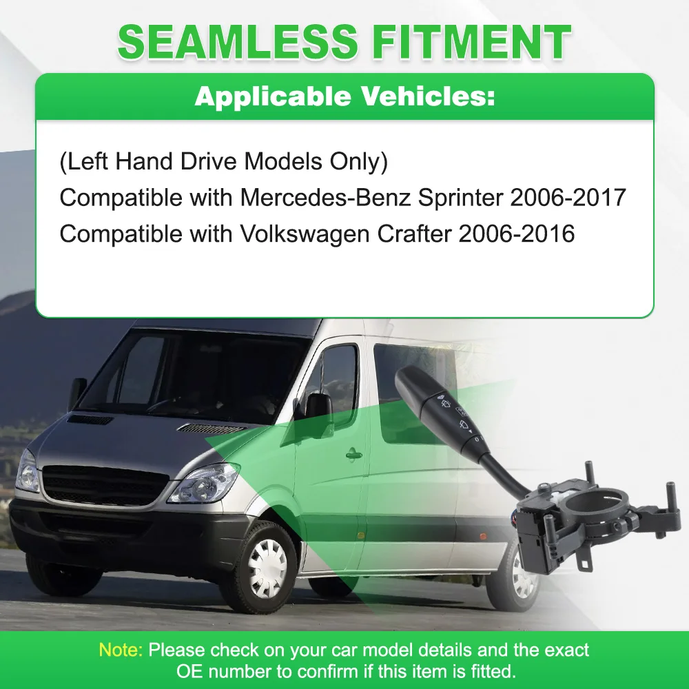 

9065450310, 9065450110 6 Pin Car Turn Signal Wiper Column Stalk Switch For Mercedes-Benz Sprinter 2006-2017 VW Crafter 2006-2016
