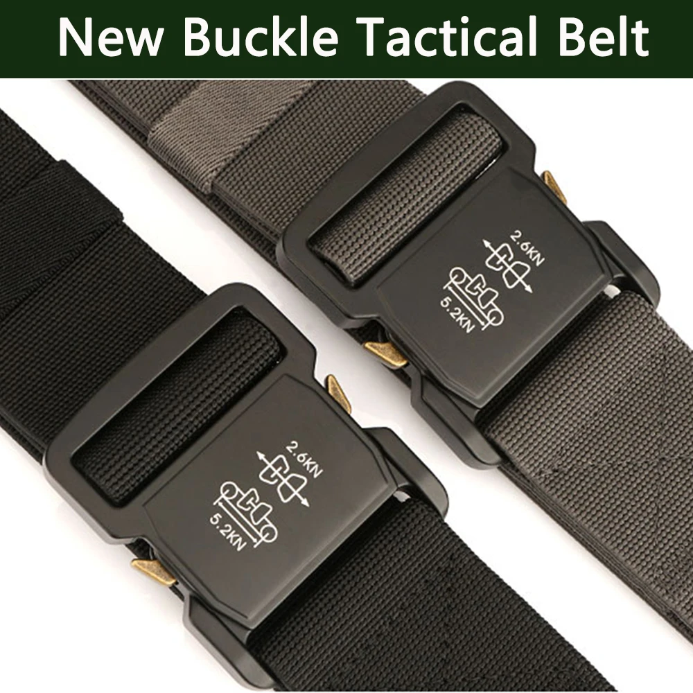 TUSHI New 2 inch Tactical Belt for Men Military Belt EDC Nylon Elastic Belts Quick Release Buckle Sports Accessories Mens Belt