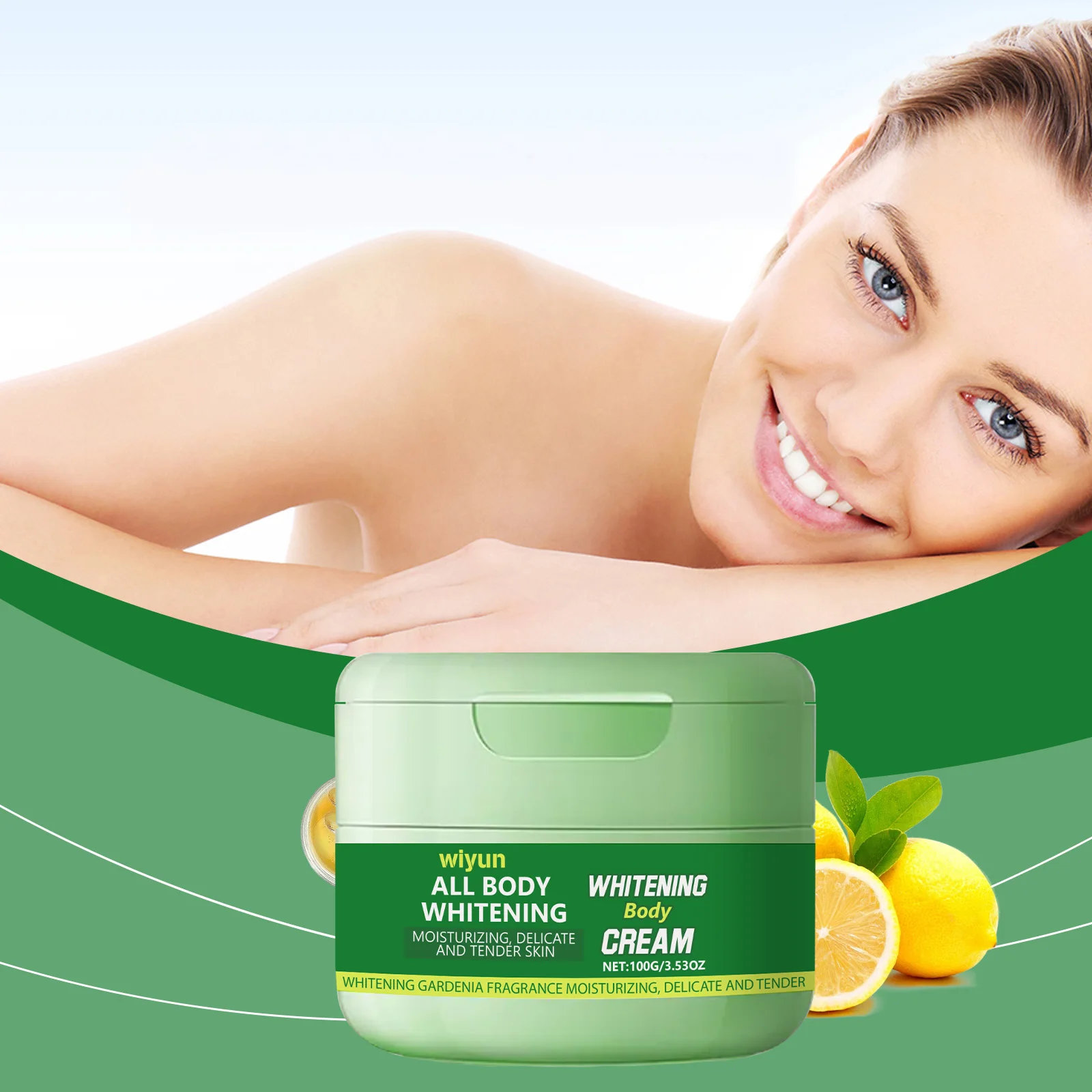 كريم ويون لتفتيح الجسم - مرطب مرطب مع رائحة جاردينيا للبشرة الناعمة والمتوهجة - علاج تبييض 3.53 أونصة