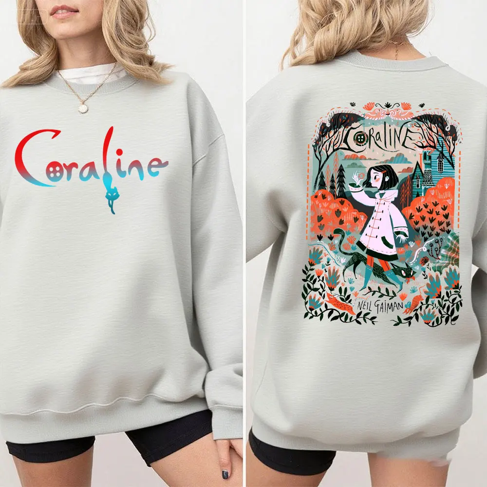 Coraline Products Halloween New Sweatshirts Coraline Sweatshirt Y2k Clothes Streetwear Clothes Women Long Sleeve Pullover Tops