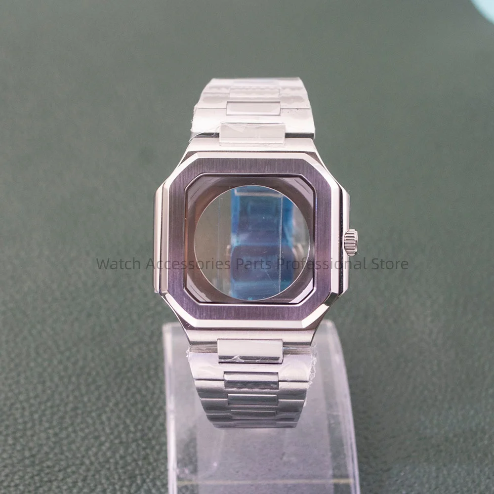 

for Nautilus 40mm Case NH35 Case Square Case Sapphire Glass 10ATM Waterproof Case Luxury Men's Watch Case NH35 Watch Case
