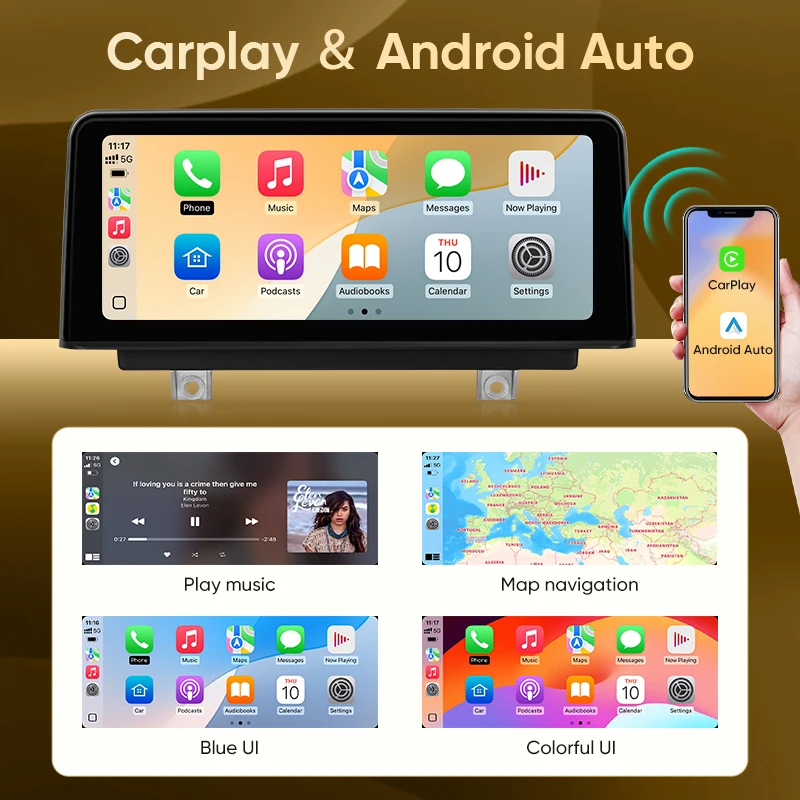 AINAVI F30 Carplay para BMW F30 Android Auto F31 F32 F33 F34 F35 F36 NBT ID6 2011-2017 Radio Multimedia para Auto con Pantalla Táctil HD IPS 4