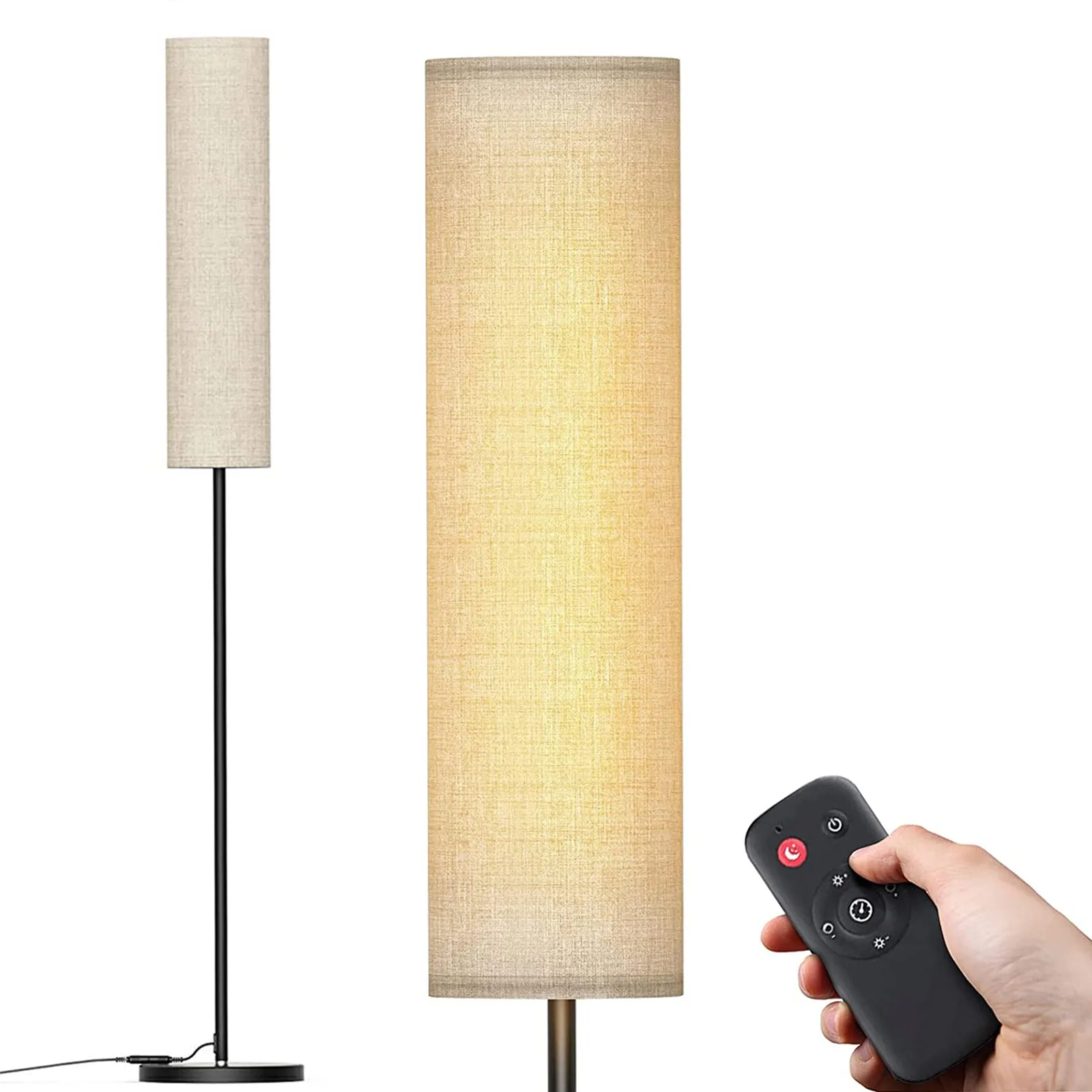 126LEDs Floor Lamp 12W 800Lumens Standing Tall Lamp with Magnetic Remote Controller 2800K-7000K Adjustable Color Temperature