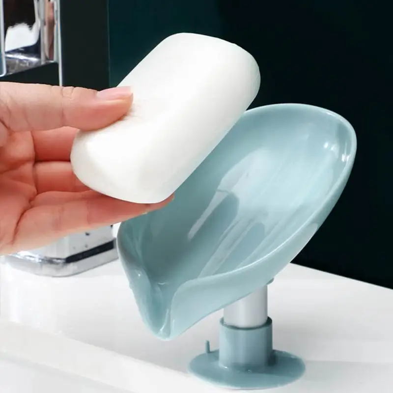 Soap Dish Leaf Soap Box Drain Soap Holder Bathroom Shower Soap Holder Dish Storage Plate Tray Bathroom Supplies Soap Container