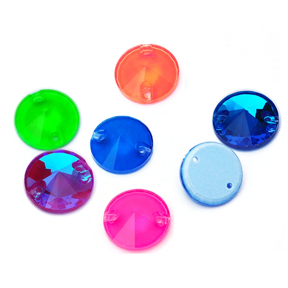 Neonfarbene Rivoli-Glas-Strasssteine zum Aufnähen mit Flachrückseite und neuen Kantenabschrägungen für Hochzeitskleid-Accessoires – Detail 3