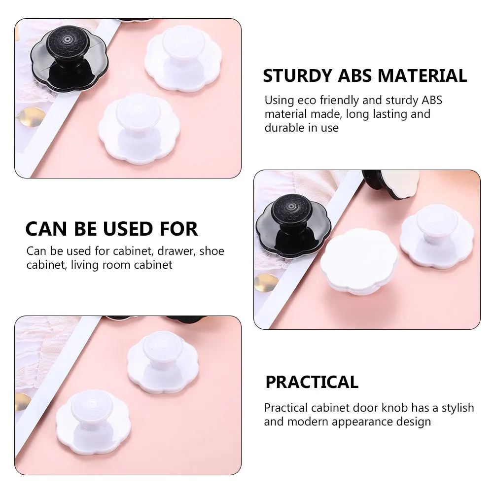 

6Pcs Adhesive Cabinet Pull Handles No-Drill Sticky Door Knobs for Closet Shoe Cabinet Living Room Furniture Use White