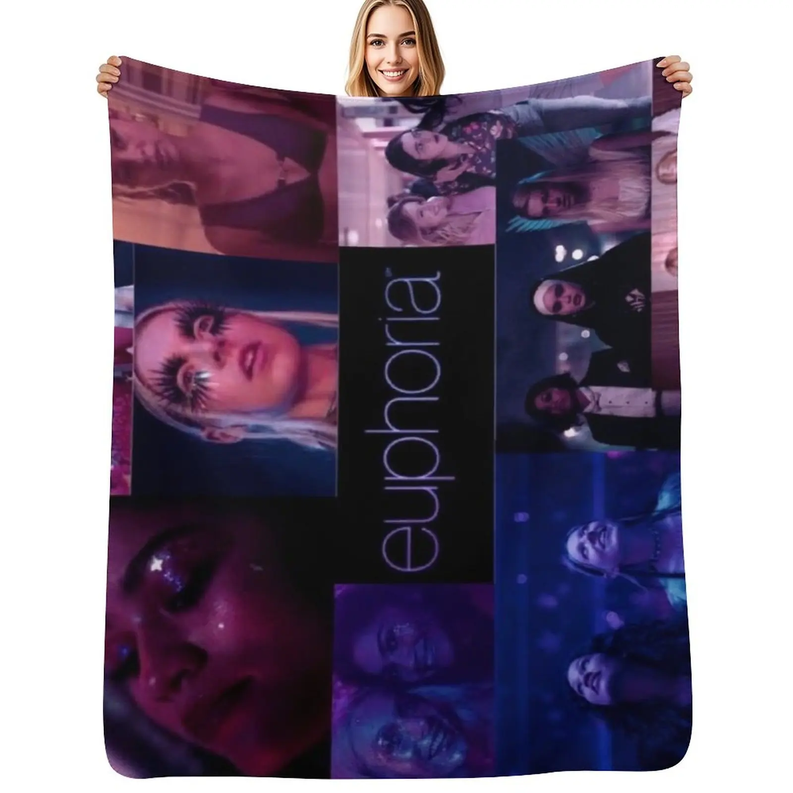 Couverture en tissu euphoria collage, couverture chaude et confortable pour la sieste au bureau