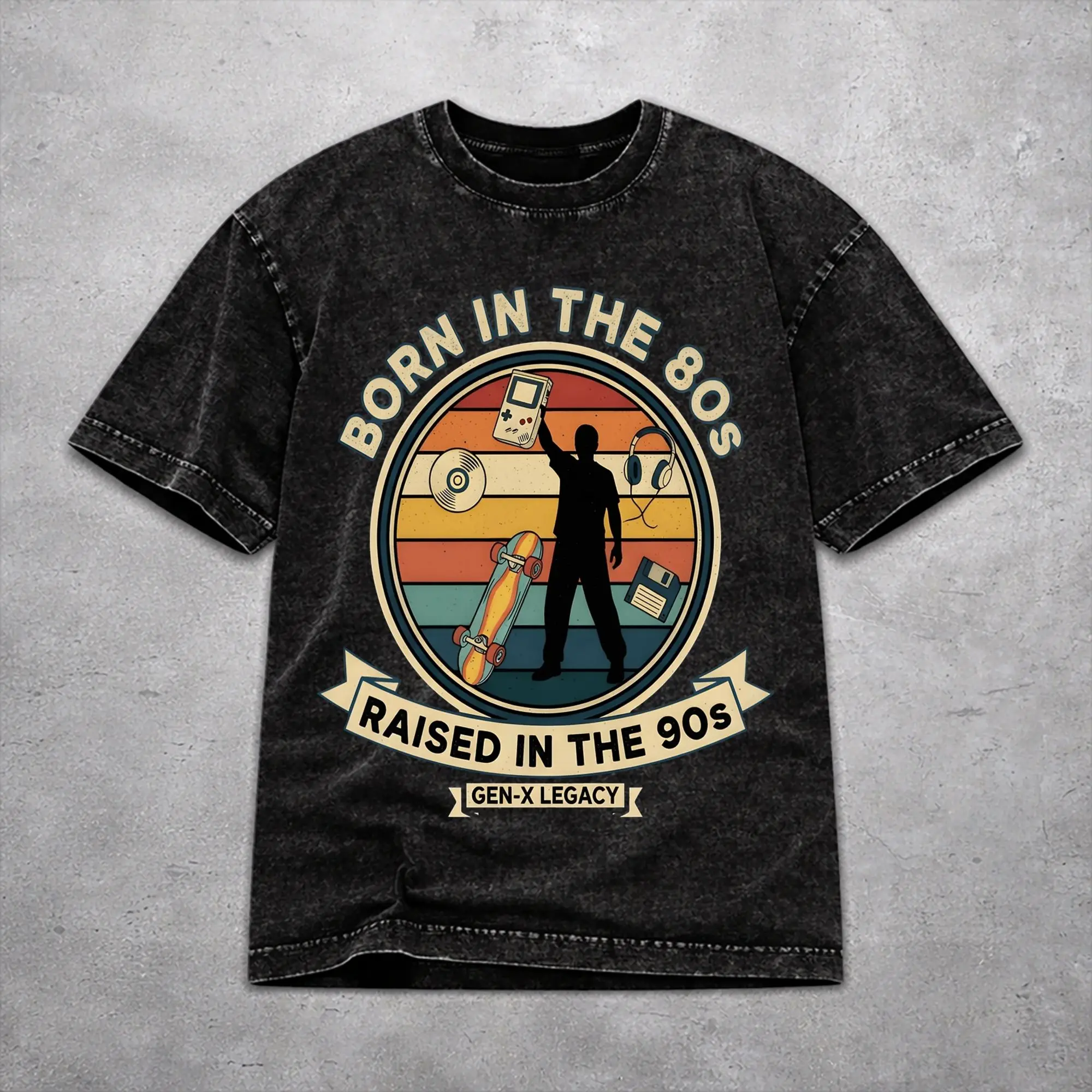 Casual Women Men Born In The 80's Raised In The 90's Tee Shirt Oversize Washed  T Shirts Clothes