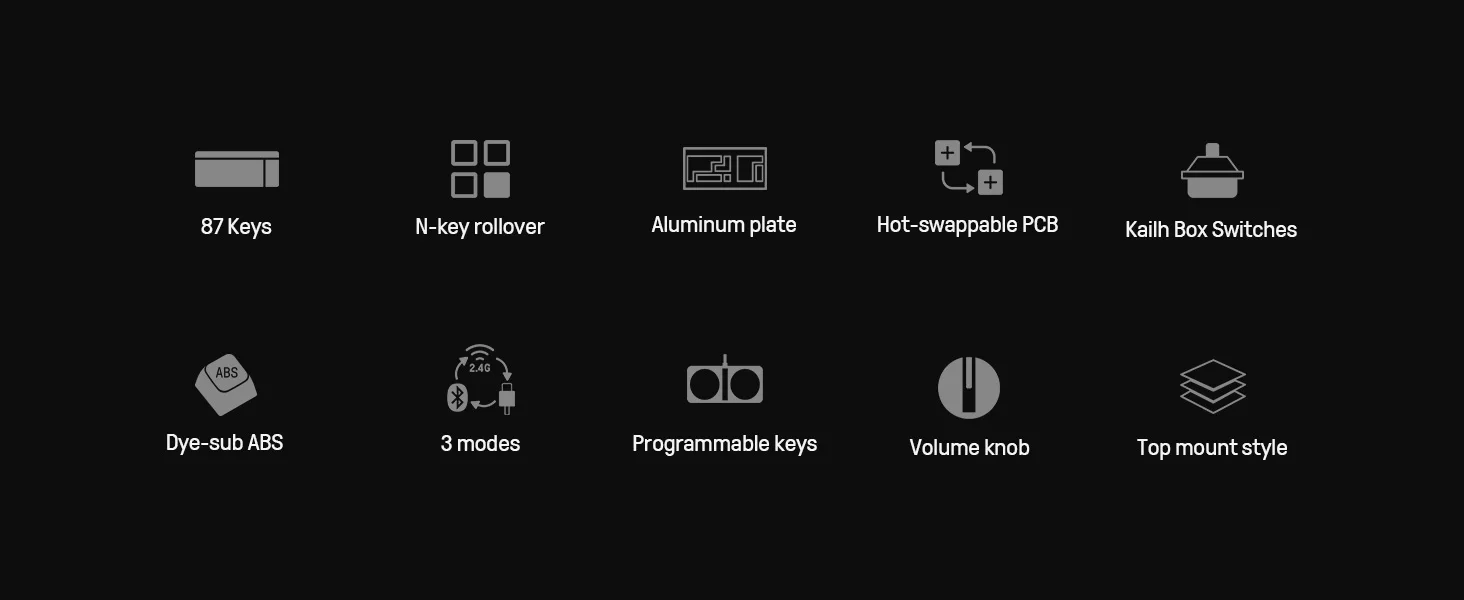 8BitDo Retro mechanische Tastatur, BT/2,4G/USB-C Hot-Swap-fähige Gaming-Tastatur mit 87 Tasten, zwei superprogrammierbare Tasten – Detail 2