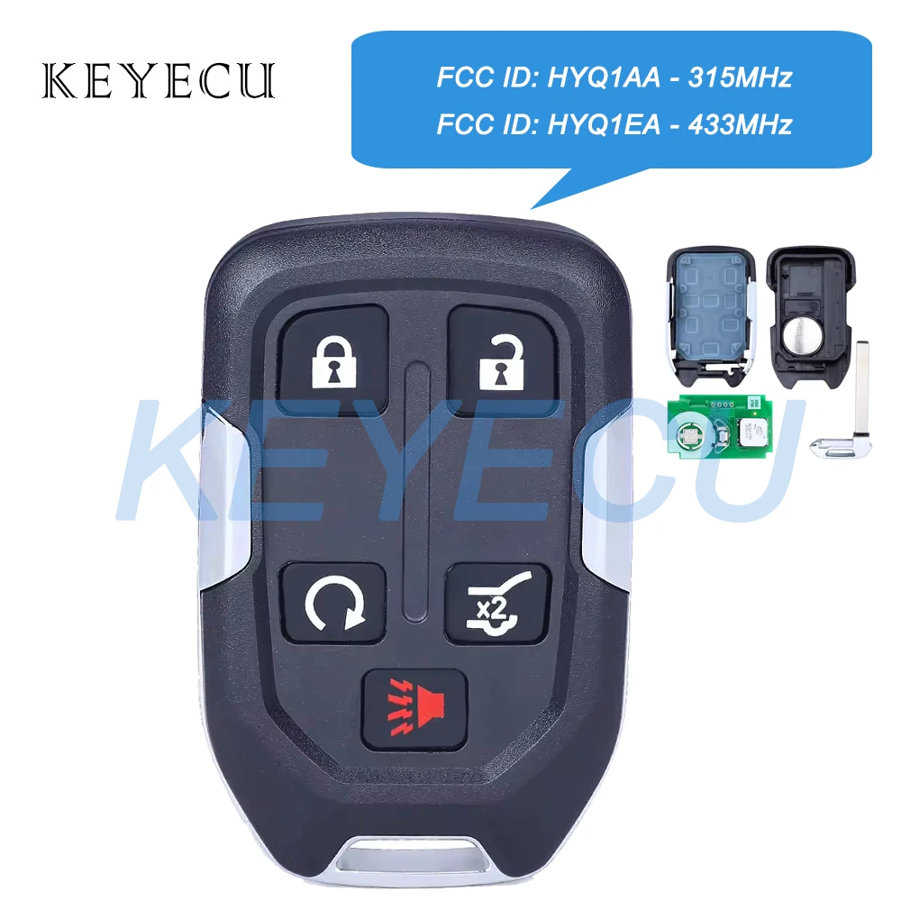 

Keyecu HYQ1AA 315MHz HYQ1EA 433MHz ID46 Chip Smart Remote Car Key Fob 5 Buttons for GMC Acadia Terrain 2017 2018 2019 2020 2021